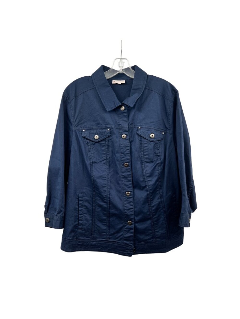 DB Established 1962 Button Up Jacket Navy 3/4 Sleeve Womens Size 2X Pockets